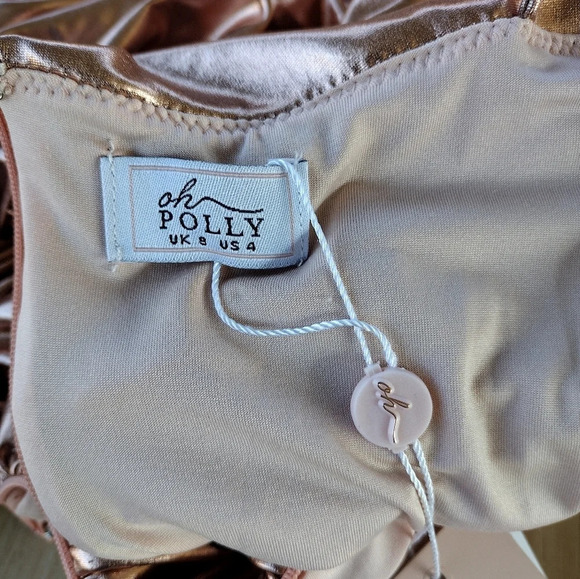 COPY - Oh Polly Dress Ruched Bodycon Mini Dress in Rose Gold - size US 4 - Picture 9 of 10